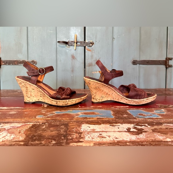 Born Leather Wedge Sandals - Picture 2 of 6